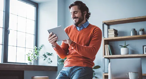 man using tablet