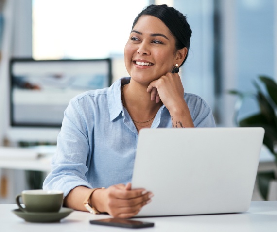 women with laptop at office