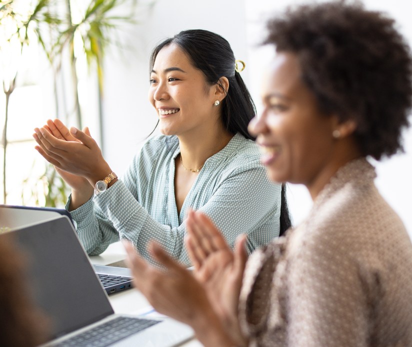 women applauding 