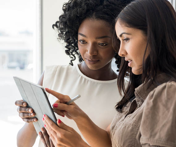 two women in conversation