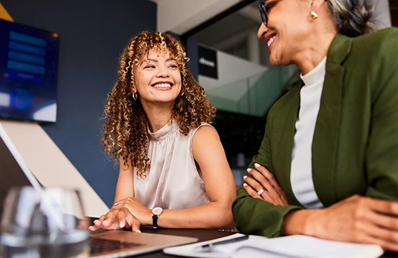happy engaged office workers