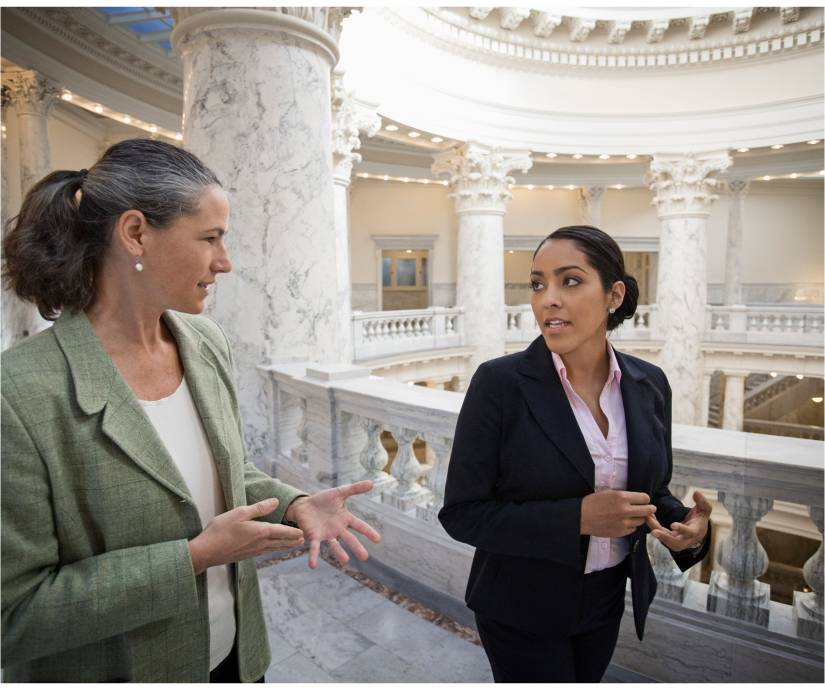 two women in government building