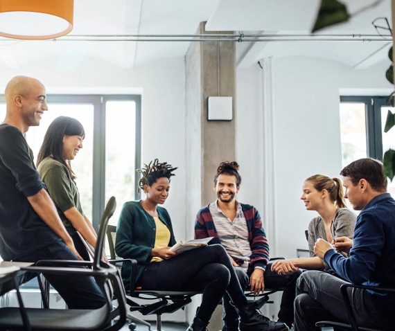 informal team meeting at workplace