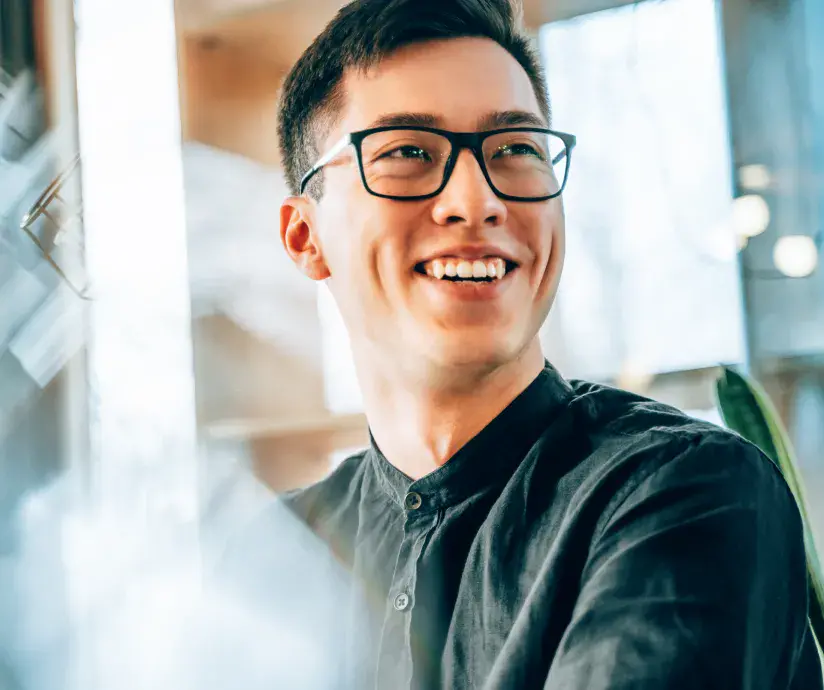 man smiling at the office