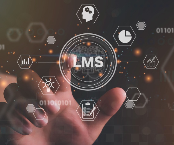 graphic of touch screen with LMS in center